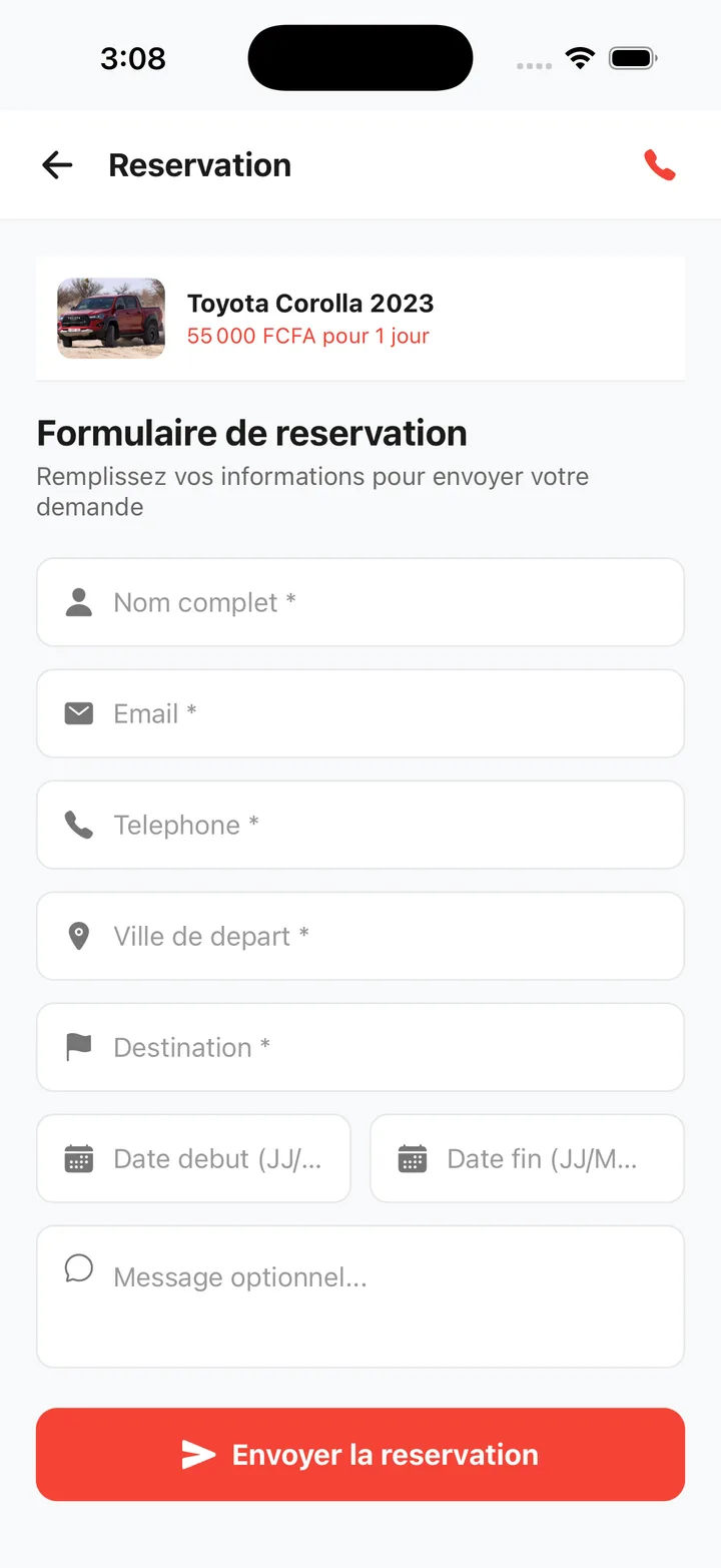 Récapitulatif d'une réservation